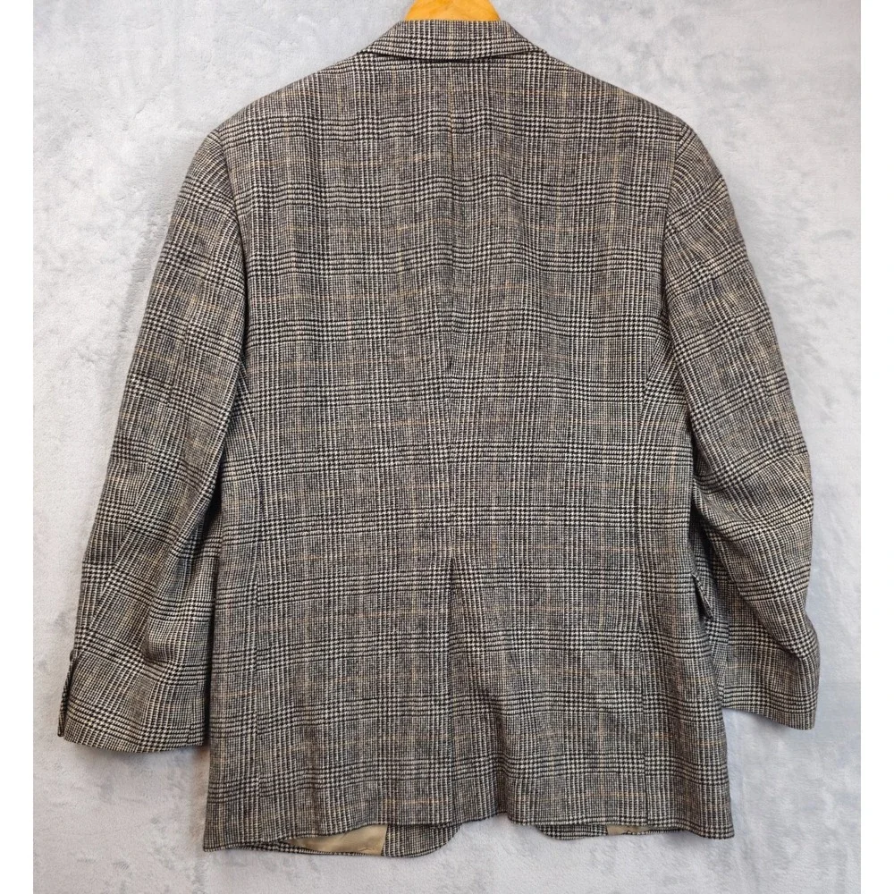 Jos A Bank Camel Hair Sport Coat Mens Blazer Gray Plaid Two Button Tweed Jacket